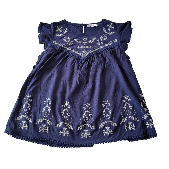 Taylor & Sage Blouse Womens Medium Purple Embroidered Milkmaid Short Sleeve Boho - Picture 2 of 10